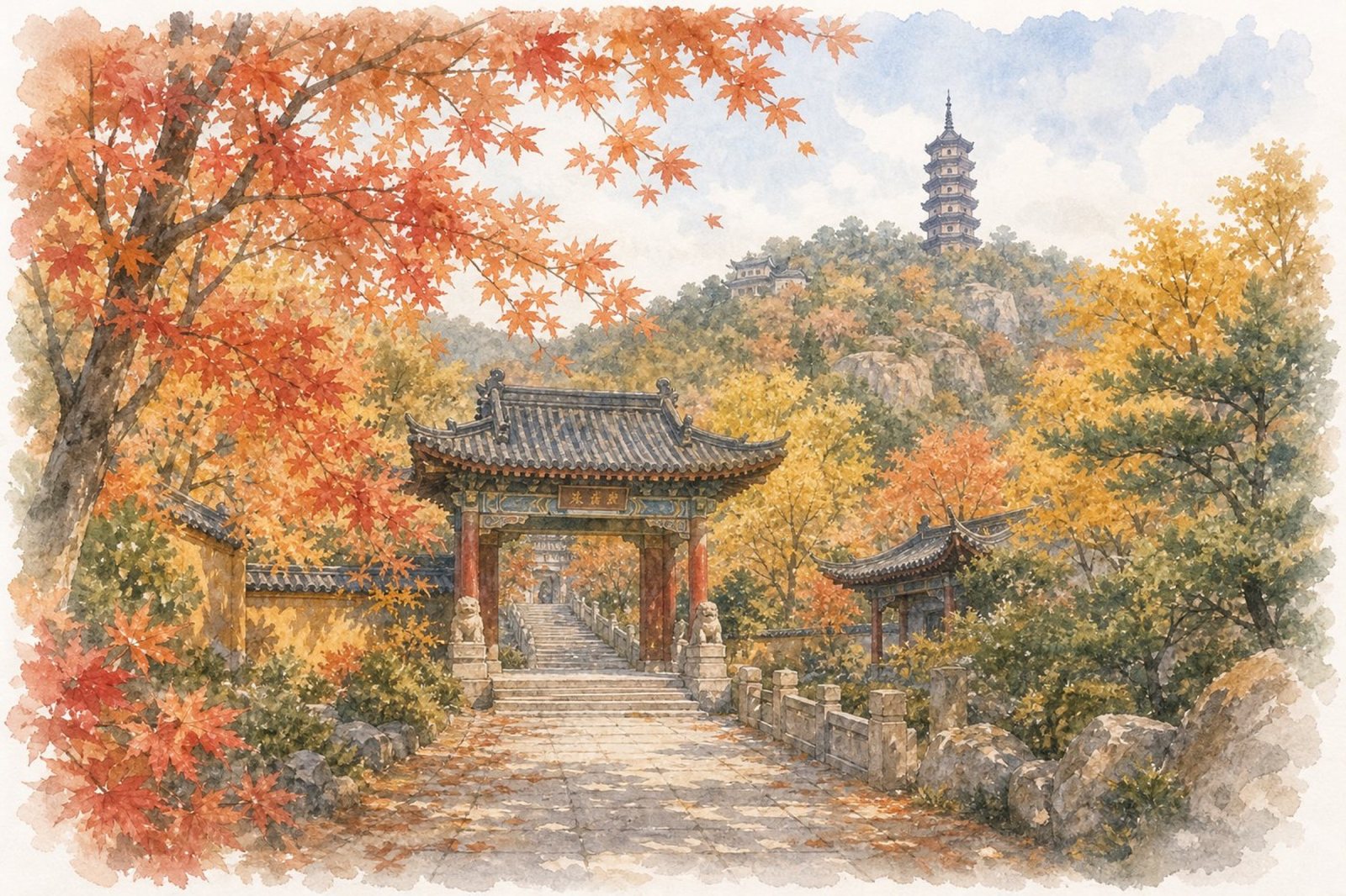 栖霞山手绘示意图